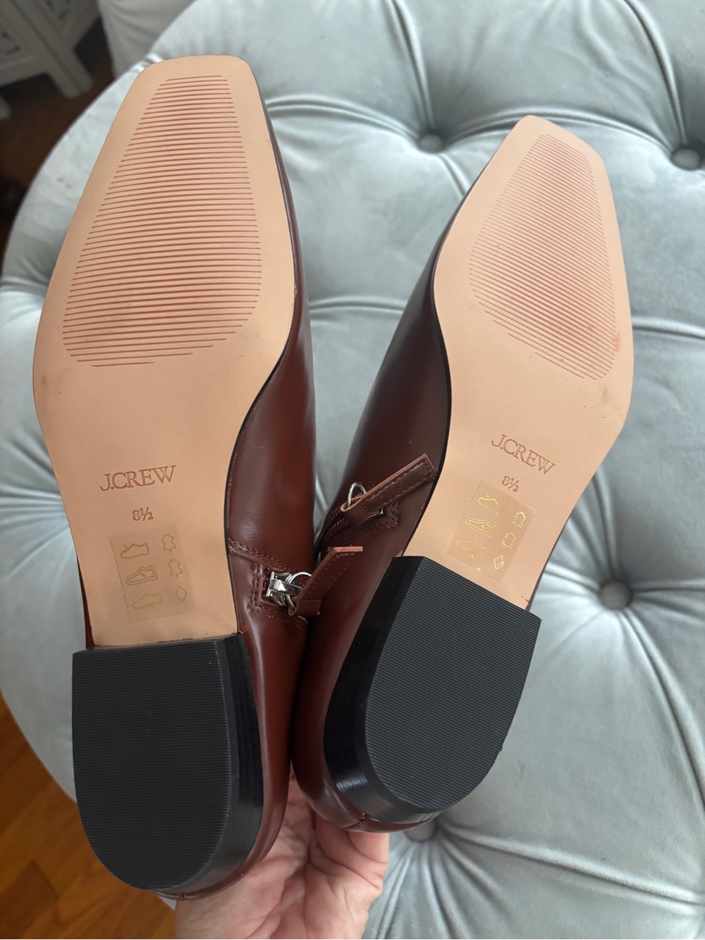 J. Crew Women's Square-Toe Leather Ankle Boots - Oxblood - Picture 3 of 5